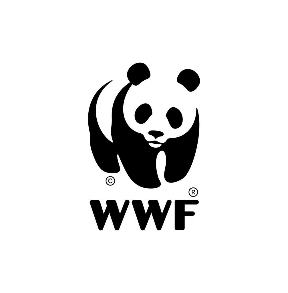 Världsnaturfondens logotyp som består av en svartvit panda och texten WWF
